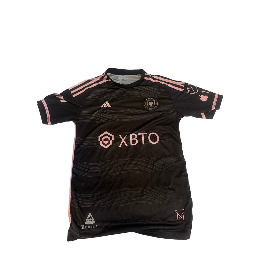 Adidas Inter Miami CF Messi 10 Youth Kids Size L Black Pink Soccer Jersey Shirt
